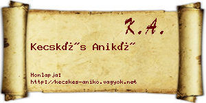 Kecskés Anikó névjegykártya